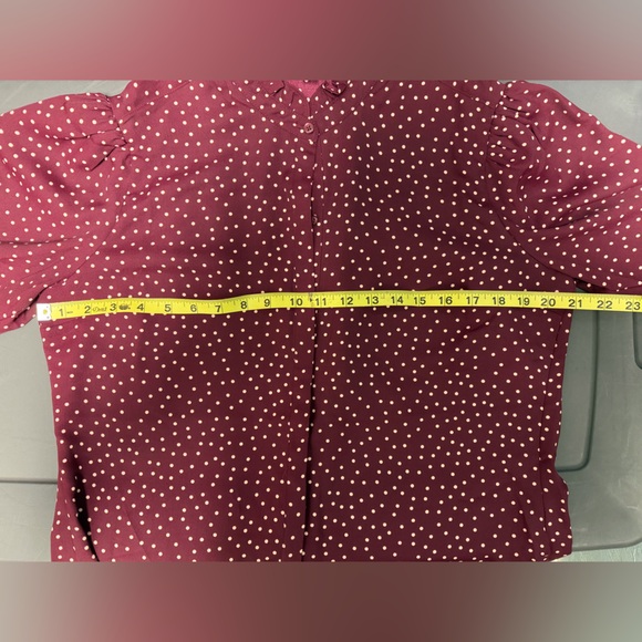 Express Maroon and White Polka Dot Top - Picture 6 of 6